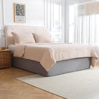 King Bed Skirt-Box Spring Cover with 14 Inch Tailored Drop,Wrinkle and Fade Resistant Hotel Wrap Around Bed Skirts，Bed Frame Cover (Horizontal Stripe Gray, King)