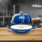 Enamelled Cast Iron Dutch Oven Pot – Dutch Oven For Sourdough Bread Baking – Cast Iron Bread Pot – Dark Blue, 6 Quarts, 26cm – by Nuovva