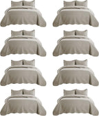 IR Imperial Rooms 8 Pack Quilt King Size Bedding (106" x 96") - Bulk Wholesale for Hotels, Guest Bedroom & Airbnbs - Lightweight Microfiber Reversible Embossed Quilts Bedspread (Beige)