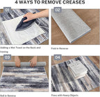 Modern Abstract Runner Rug 2.6x16, Grey Black Multi Washable Long Kitchen Runner Non-Slip Soft Hallway Rug Runner Thin Print Faux Wool Carpet for Entryway Bedroom Laundry Room Indoor Home Decor