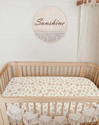 Muslin Bedside Bassinet Sheets 2 Pack, 33x20 Fitted Ultra Soft & Breathable Bedside Sleeper Sheets, Ideal for Baby Girl and Boy, Perfect for Newborns (Floral & Pink)