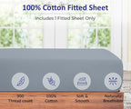 ROYALE LINENS 300 Thread Count 100% Long Staple Combed Cotton Fitted Sheet Twin XL - Super Soft Deep Pocket Bottom Sheet - Fitted Sheets Only - Elastic Sheets (Twin XL, Lake Blue)