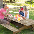 Picnic Table Cover with Bench Covers Elastic Edges, Flower Wood Camper Fitted Table Cover, Outdoor Patio Camping Essentials 72 Inch 3PCS, Waterproof Camping Fitted Tablecloth with Drawstring Bag
