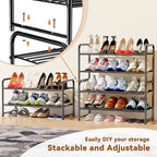 Simple Shoe Rack, 2 Tier Heavy Duty Metal Shoe Shelf 27 Inch Wide, Black