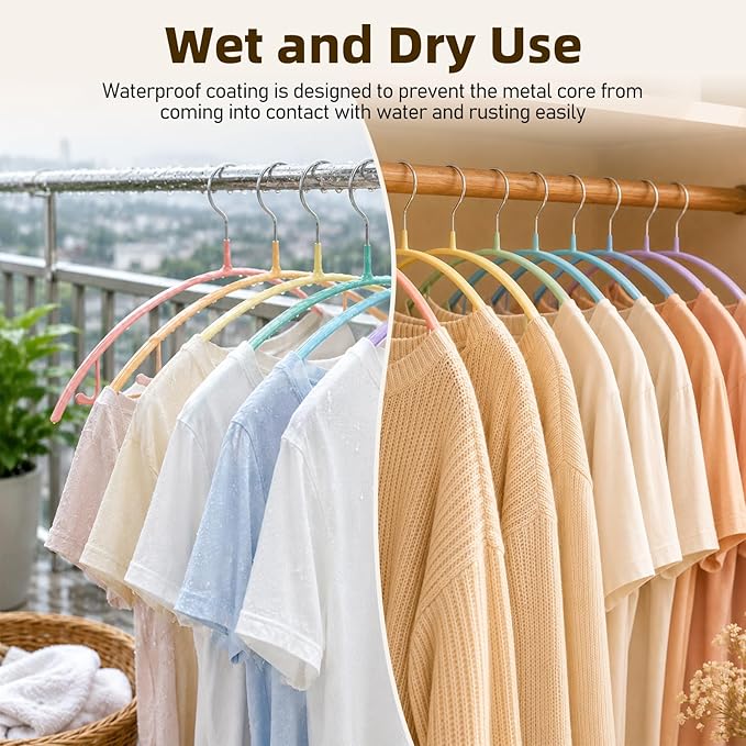 Heavy Duty Metal Coat Hangers 28 Pack, Sweater Hangers No Shoulder Bump, Non-Slip PVC Coating, Space Saving Clothes Hangers for Sweaters, Coats, Shirts, Skirts, Jackets, Pants