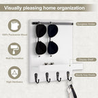 Key Holder Wall Mount, Key Holder for Wall with 4 Hooks, Farmhouse Key Hanger Holds Dog Leash, Sunglasses – Decorative Mail Organizer Home Decor (White)