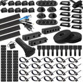 285 PCS Cable Management Kit - 4 Cable Sleeve Split, 50 Adhesive Cable Clips, 9 Cable Holder, 2 Roll Cable Organizer Straps, 200 Cable Zip Ties with 20 Mounts, for Computer TV Under Desk - Black
