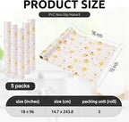 RAY STAR 18X96 Inch Shelf Liner for Kitchen Cabinets, Non-Adhesive Cabinet Liner Washable, PVC Drawer Liner for Dresser Non-Slip Bathroom (Yellow-Floral)(5 Roll)