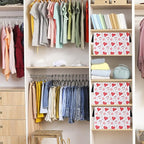 Rectangular Valentines Basket Storage Bin for Shelves Girls Gifts Baskets Foldable Box with Handles for Home Office Car Dormroom Valentine's Day Party Supplies