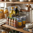 BINO | Stackable Plastic Storage Bins, Open-Front - Clear | THE CLARUS COLLECTION | Pantry Organizers and Storage Containers | Fridge Organizer Bins | Kitchen Cabinet Organizer | Medicine Cabinet Bin