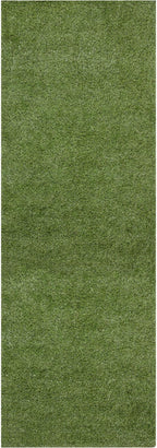 Ottomanson 2'7" x 20' Artificial Faux Grass Rug - Realistic Turf with UV Protection - Perforated for Easy Drainage - Durable, Hose-Off Synthetic Lawn Carpet for Indoor & Outdoor Use, Green