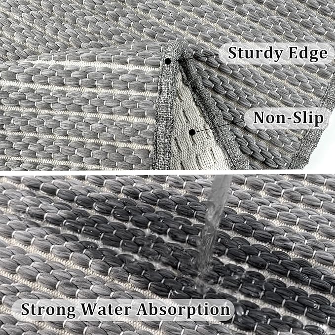 Braided Bath Mat,Boho Small Bathroom Rugs Non Slip Washable Super Absorbent Quick Dry Farmhouse Bathroom,Bedroom Decor,17"x24"Grey