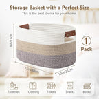ECDYQXVU Cotton Rope Basket, Storage Baskets with Handle, 15x10x9 Inch Woven Basket for Shelves, Laundry, Towels, Clothes, Books, (Gradient Brown 1 Pack)