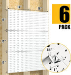 Spampur Peg Board, 6 Pack Metal Pegboard Panels White Pegboards Wall Organizer with 50 Hooks, Heavy Duty Peg Board for Walls Home, Garage Tool Storage, Office Organization, Craft Room, Kitchen