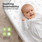 2-Pack Organic Bassinet Sheets for Girls, Boys - 100% Cotton Bassinet Mattress Sheets Compatible with Halo Bassinest Swivel Sleeper, Graco, Baby Delight, Chicco,Unisex Fitted Bassinet Sheets(Bunnies)