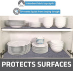 Drymate Premium Luxury Shelf & Drawer Liner, Thick Cushioned Fabric, Non-Adhesive, Absorbent, Waterproof, Slip-Resistant, Liners for Kitchen Cabinets, Cupboards (USA Made)(12”x59”)(2-Pack)(Light Grey)