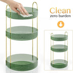 Rotating Makeup Organizer Countertop,Skincare Organizers,Spinning Perfume Tray Stand,Makeup Storage Organizer for Vanity,Bathroom Organizer and Storage,Lazy Susan,3 Tier,Green