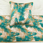The HomeCentric King/Queen/Twin Green Decorative Queen 74"x18" Bed Runner Without Pillow Cover, Plam Leaves & Quilted Bed Scarf on Satin Fabric - Palms
