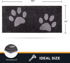 PURRUGS Dirt Trapping Door Mat 32" x 70", Non-Skid/Slip Machine Washable Microfiber Entryway Rug, Dog Doormat, Super Absorbent Welcome Mat for Muddy Wet Shoes and Paws, Charcoal