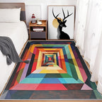3x5 Colorful Geometry Rugs for Bedroom Decor, Washable Abstract Geometric Pattern Area Rug, Living Room Home Decoration, Non Slip Soft Thin, Abstract Art Decor Carpet PF-P 49