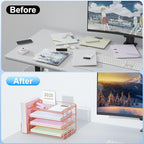 Spacrea Desk Organizers and Accessories, Paper Organizer for Desk with File organizer, Desk Accessories & Workspace Organizers for Office Supplies (Rose Gold)