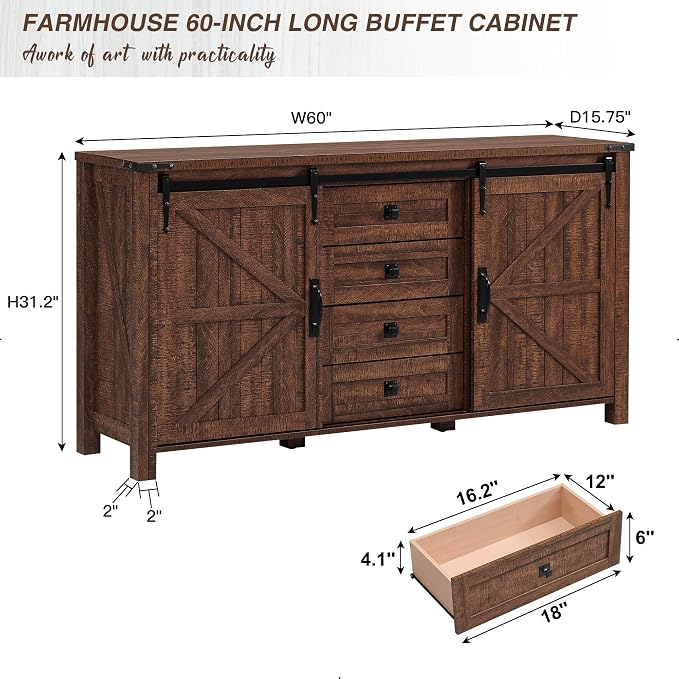 T4TREAM Farmhouse Sideboard Buffet Cabinet