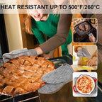 4Pcs Heat Resistant Oven Mitts & Potholders (Up to 500°F), Flexible Kitchen Accessories for BBQ, Baking, Microwave, Stovetop Use and More (Gray)