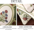 ISAENNE Design Linen Rectangle Throw Pillow Covers 12"x20" Pack of 2, Cottage Farmhouse Cushion Covers with Blue Grey Thorn Vine Pattern Decoration Pillowcases for Bed, Living Room, Outdoor, Car
