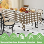 Smiry 3 Pack Brown Gingham Disposable Tablecloths - 54" x 108" Heavy Duty Plastic Table Cloth, Waterproof Buffalo Plaid Table Covers for Picnic, Banquets, Outdoor Parties