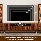 125" Walnut Finish Entertainment Center for 55/65/75 inch TV, Included 78.7'' TV Stand and 2 Glass Display Cabinet, 3-Piece Brown Mid Century Modern Wood Media Console for Living Room