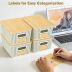 Stackable Storage Basket: Plastic Baskets Bins, Baskets for Organizing, Pantry Decorative Containers for Closets, Cabinets, Shelves(8 Pack, White)