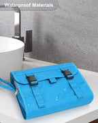 Relavel Travel Hanging Toiletry Bag for Women Men, Large Cosmetic Bags with Compartments, Water-resistant Travel Organizer for Accessories, Shampoo, Full Sized Container, Toiletries (Blue)