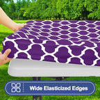 Smiry Picnic Table Cover with Bench Covers, Waterproof Elastic Fitted Tablecloth for 6 Foot Tables, Washable Polyester Tablecloths for Camping, Indoor & Outdoor (Purple, 30x72 Inch 3-pc Set)