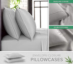 Pure Bamboo Queen Sheets, Genuine 100% Organic Viscose Derived from Bamboo Bed Sheet Set, Luxuriously Soft & Cooling, Double Stitching, 2 Year Quality Promise (Queen, Silver Pearl)