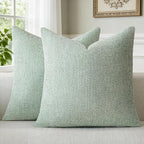 a moment Light Green Chenille Throw Pillow Covers 22x22 Inch Pack of 2 Modern Decorative Throw Pillow Covers FarmhouseCross Covers Home Decor for Sofa Bedroom Living Room