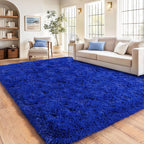 Blue Fluffy Area Rugs for Bedroom, Soft Shaggy Carpets for Living Room, Upgrade Anti-Skid Fuzzy Rugs for Kids' Room, Perfect Decor for Modern Home 6x9 Feet