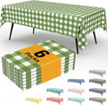 Smiry 6 Pack Sage Green Gingham Disposable Tablecloths - 54" x 108" Heavy Duty Plastic Table Cloth, Waterproof Buffalo Plaid Table Covers for Picnic, Banquets, Outdoor Parties