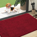 OLANLY Dog Door Mat for Muddy Paws 47x32, Absorbs Moisture and Dirt, Absorbent Non-Slip Washable Doormat, Quick Dry Chenille Mud Mat for Dogs, Entry Indoor Entryway Carpet for Inside Floor, Red