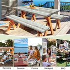 Picnic Table Cover with Bench Covers Portable Table Cloth Built-in Storage Pocket Fitted Tablecloth with Elastic Edges Waterproof Camping Essentials for Indoor Outdoor Rv,72in,Brownish Gray
