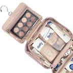 NISHEL Travel Toiletry Bag for Women, Makeup Essentials Organizer, Hanging Case for Accessories, Cosmetics, Large Size, Peach Pink