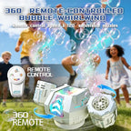 Rechargeable Dual-Nozzle Bubble Machine, 360° Auto Rotation Bubble Blower with Remote Control & RGB Lights, 30k Bubbles/Min, USB-C Bubble Maker for Kids Toddlers Parties Wedding Outdoor Birthday Gift