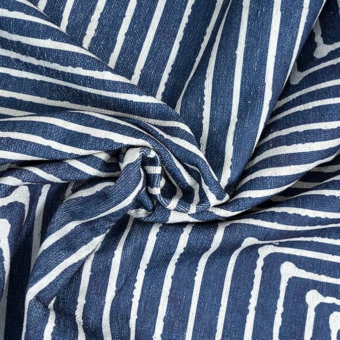 GLN Rugs Contemporary Collection - Machine Washable Area Rug, Contemporary Washable, Non Slip, Low Pile Chenille Rug, Living Room, Bedroom, Kitchen Rug (6' x 9' Lines Blue)