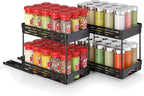 Pull Out Spice Rack Organizer for Cabinet, 2 Pack Widen Slide Out Spice Racks Organizer, Spice Cabinet Organizers, Cabinet Size Need:12'' Highx11'' Deepx6.75'' Wide,Hold 15 Spice Jar Each Tier-2Tier