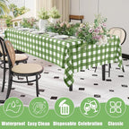 Smiry 6 Pack Sage Green Gingham Disposable Tablecloths - 54" x 108" Heavy Duty Plastic Table Cloth, Waterproof Buffalo Plaid Table Covers for Picnic, Banquets, Outdoor Parties