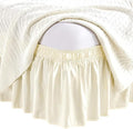 Ivory Wrap Around Bed Skirts with 16" Drop - Three Sides Fabric Adjustable Elastic Dust Ruffle Silky Soft -600 TC Stretchy Bed Skirt-King XL(78"X 84") Ivory