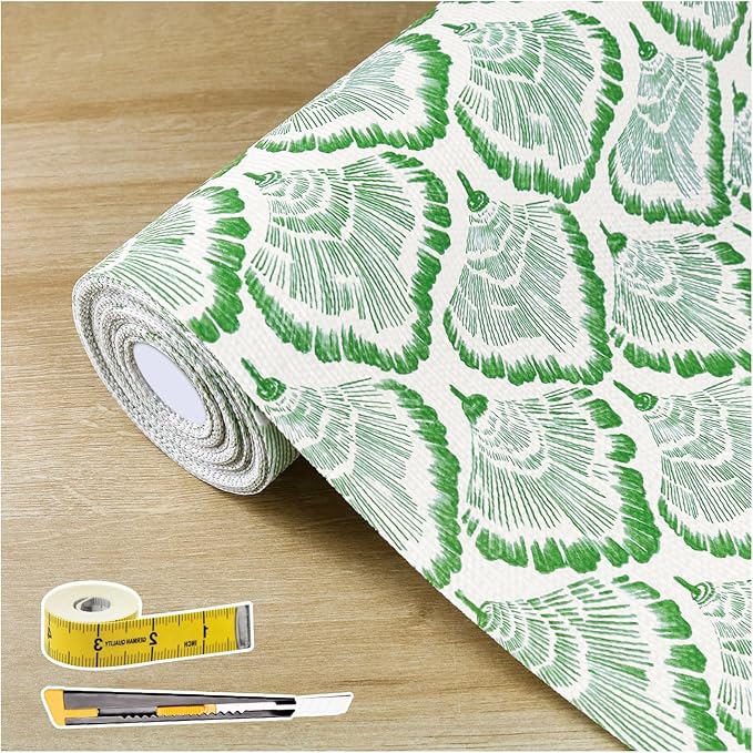 Drawer and Shelf Liner - Green Banana Leaf Pattern,Non Adhesive Non Slip Waterproof Easy-Clean Liner for Kitchen Cabinet, Refrigerator, Bathroom, Pantry Storage Drawers, 12 in x 10 Ft.
