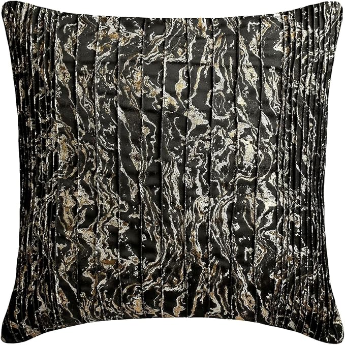 The HomeCentric King/Queen/Twin Black Decorative Bed Runner Twin 53"x18" Bed Runner Without Pillow Cover, Marble Pattern, Pintucks, Quilted Bed Scarf on Jacquard Fabric - Stellaris