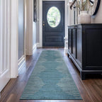 Rugshop Bohemian Stripe Stain Resistant High Traffic Living Room Kitchen Bedroom Dining Home Office Area Rug 2' x 7' Blue