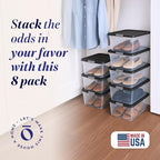 HOMZ 8-Pack Snaplock, Small Clear Plastic Storage Organizer Bins with Lids, 15 Quart, Gray - Stackable Container Boxes for Bedroom, Bathroom, Garage, and Office Organization