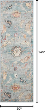 Loloi Margot Collection MAT-06 Denim/Multi 2'-6" x 11'-6" Runner Rug feat. CloudPile, No-Shed Easy Clean Large Patterned Area Rug for Living Room, Bedroom, Dining Area